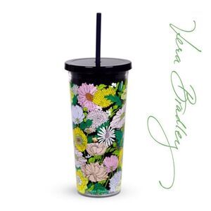 Vera Bradley Double Wall Tumbler with Straw (Bloom Boom)